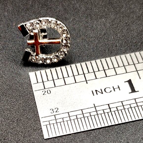 925 Plated Horseshoe Rhinestone Cross Earrings Christmas Birthday Gift - Picture 1 of 6